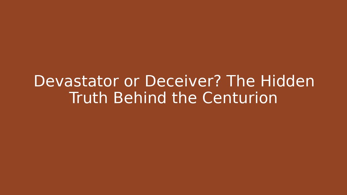 Devastator or Deceiver? The Hidden Truth Behind the Centurion