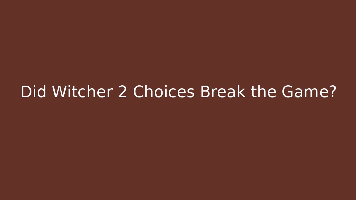 Did Witcher 2 Choices Break the Game?