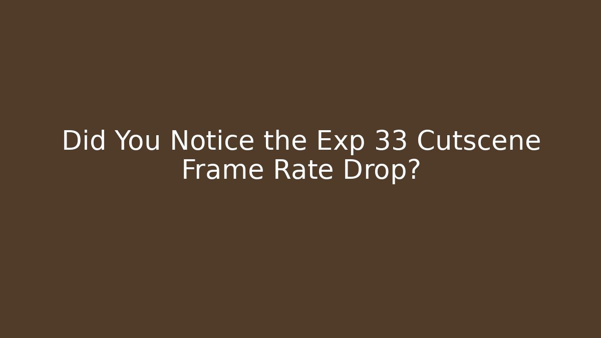 Did You Notice the Exp 33 Cutscene Frame Rate Drop?