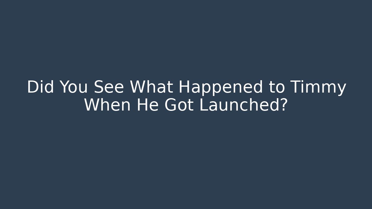 Did You See What Happened to Timmy When He Got Launched?