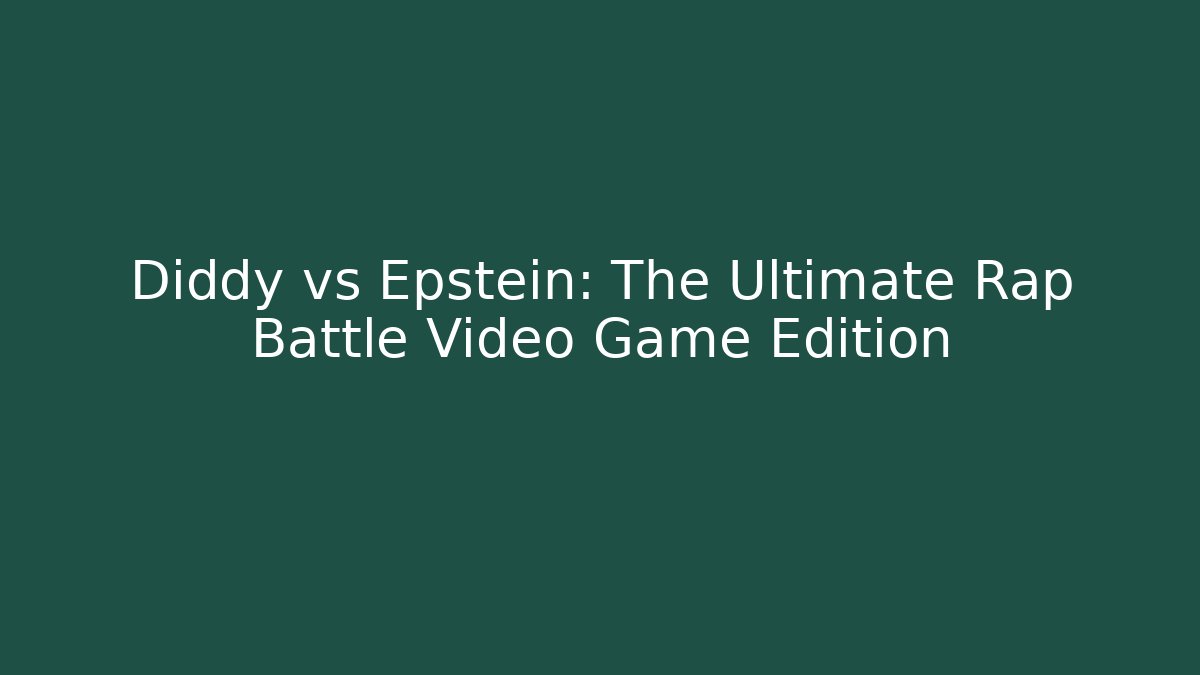 Diddy vs Epstein: The Ultimate Rap Battle Video Game Edition