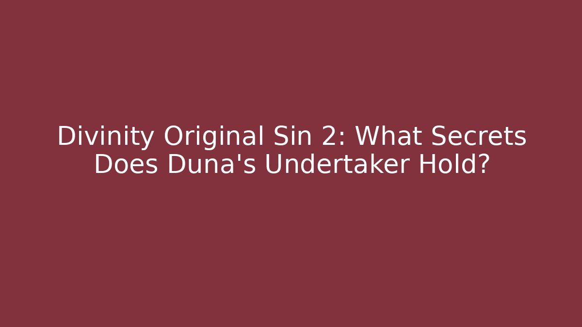 Divinity Original Sin 2: What Secrets Does Duna's Undertaker Hold?