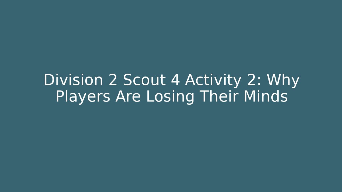 Division 2 Scout 4 Activity 2: Why Players Are Losing Their Minds