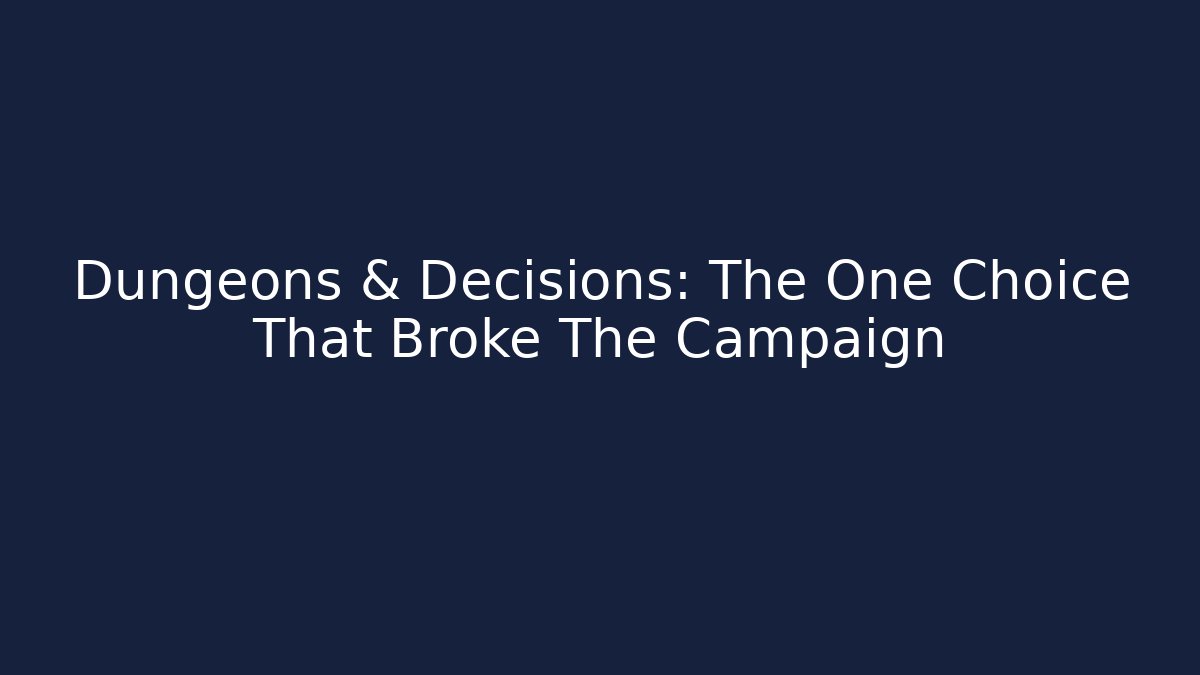 Dungeons & Decisions: The One Choice That Broke The Campaign