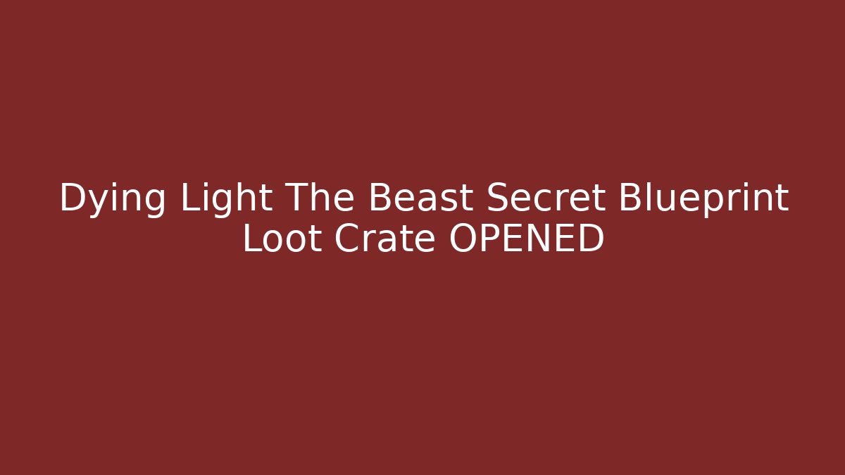 Dying Light The Beast Secret Blueprint Loot Crate OPENED