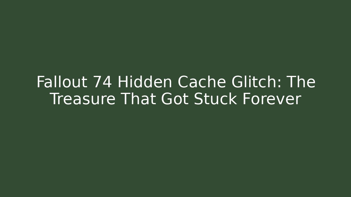 Fallout 74 Hidden Cache Glitch: The Treasure That Got Stuck Forever - Método de Aprovação