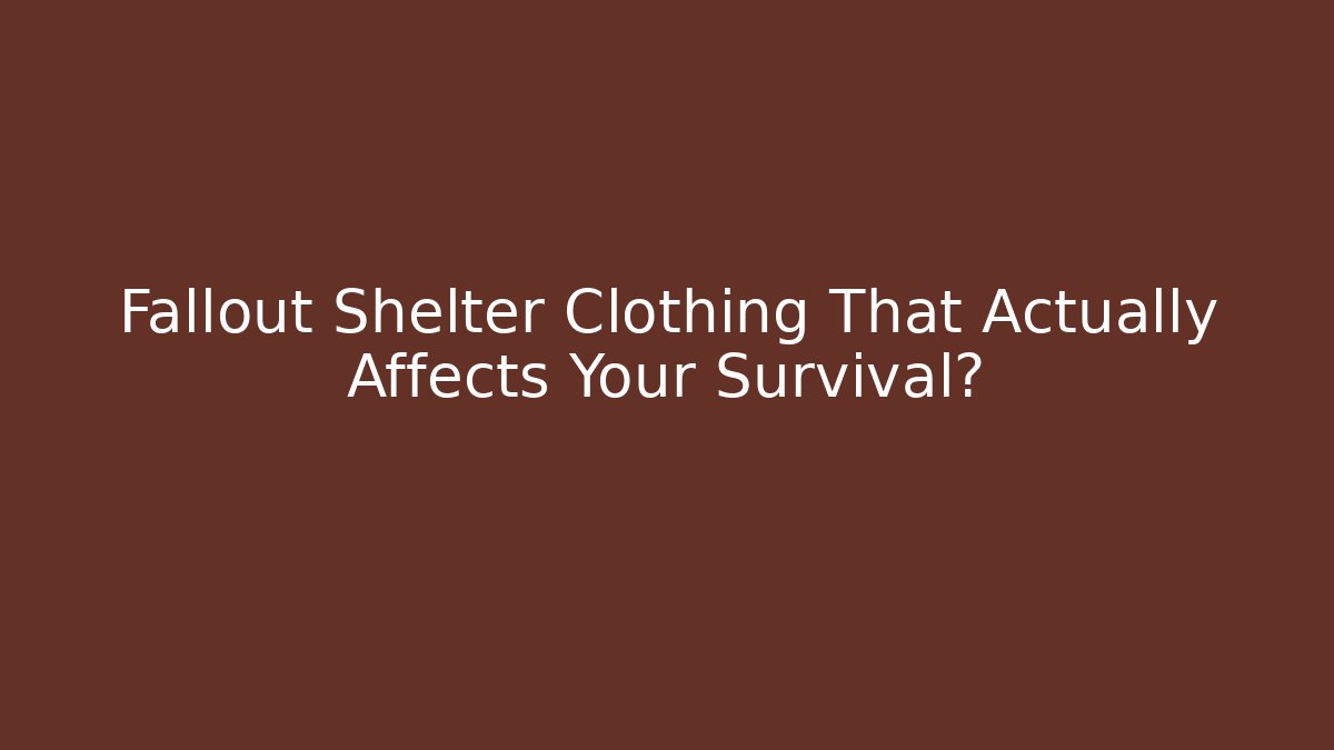 Fallout Shelter Clothing That Actually Affects Your Survival?