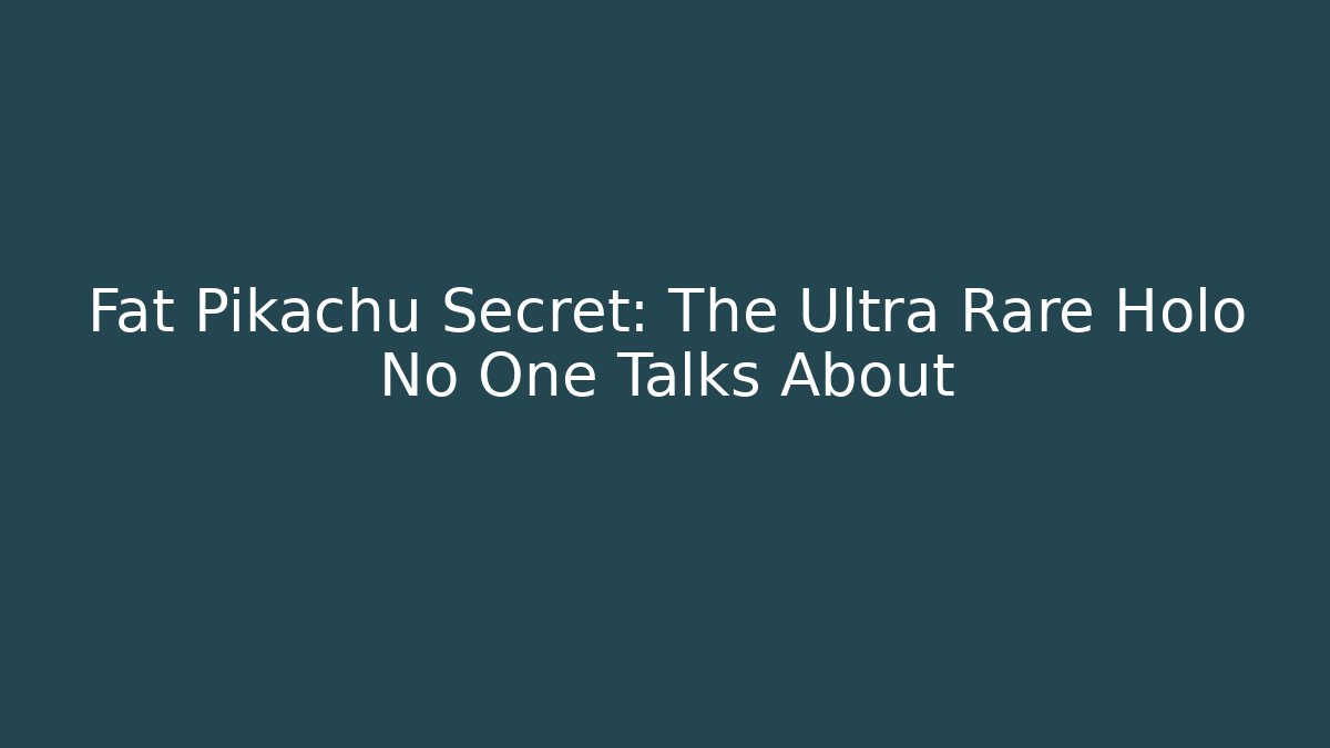 Fat Pikachu Secret: The Ultra Rare Holo No One Talks About