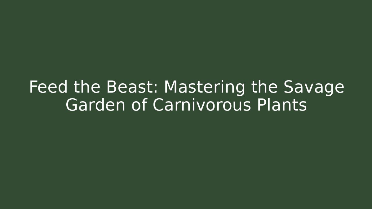 Feed the Beast: Mastering the Savage Garden of Carnivorous Plants