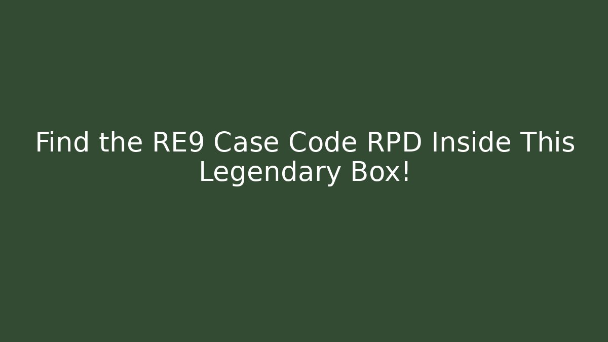 Find the RE9 Case Code RPD Inside This Legendary Box!