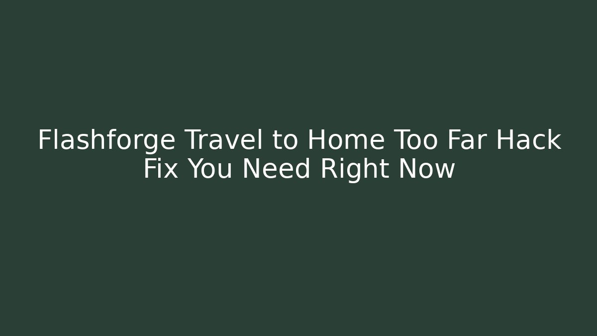 Flashforge Travel to Home Too Far Hack Fix You Need Right Now