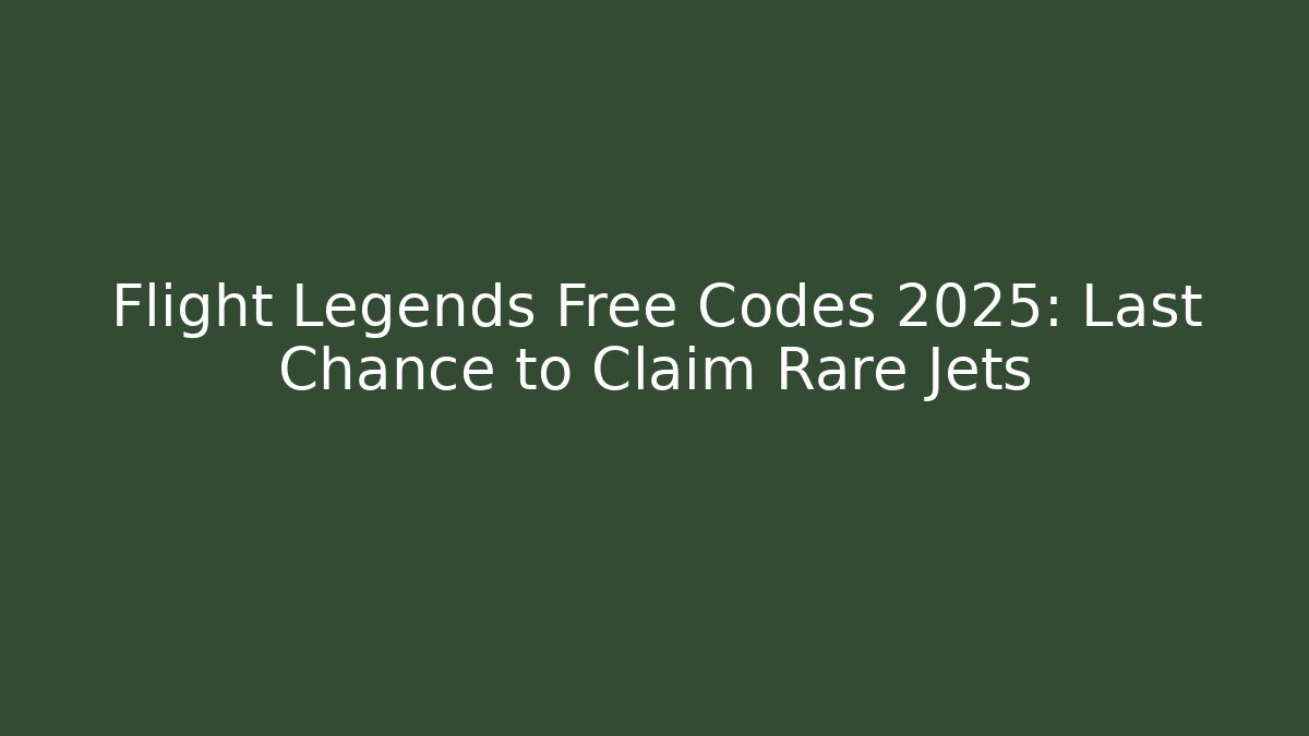 Flight Legends Free Codes 2025: Last Chance to Claim Rare Jets