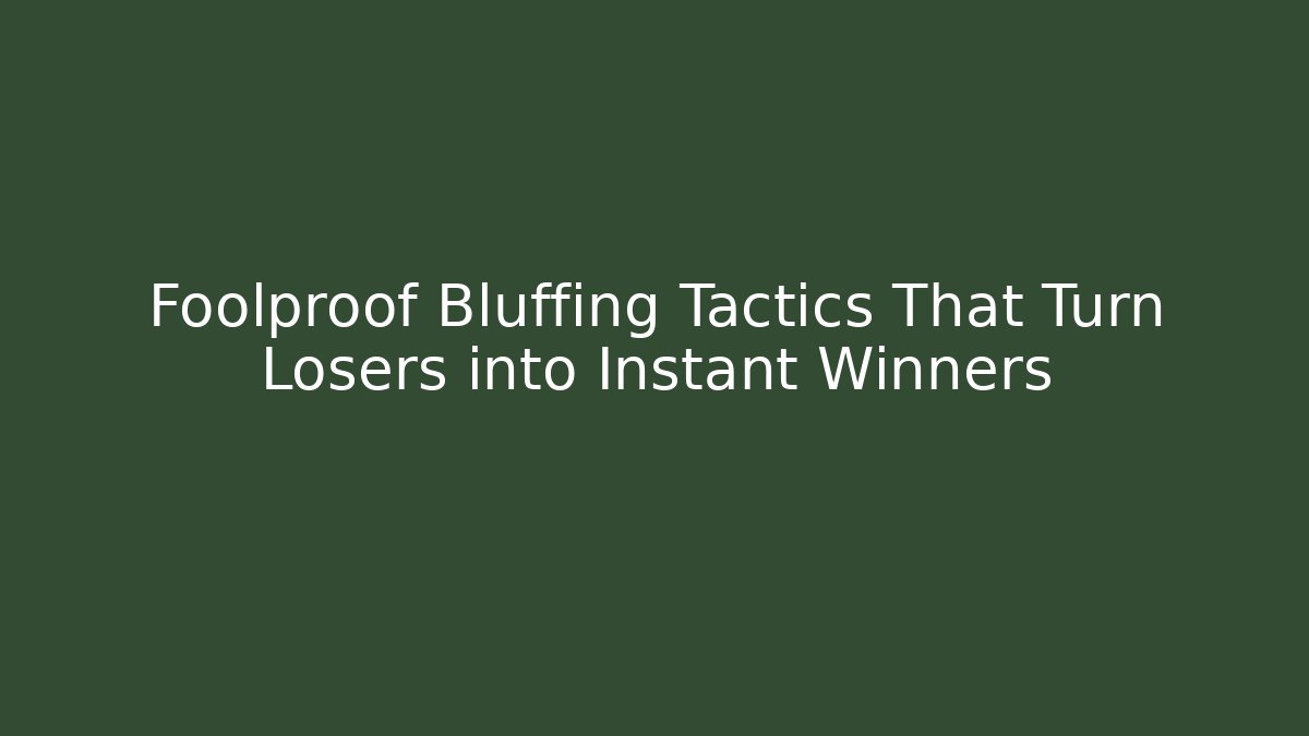Foolproof Bluffing Tactics That Turn Losers into Instant Winners - Método de Aprovação