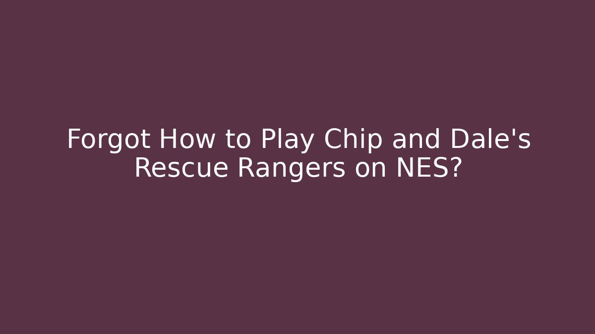 Forgot How to Play Chip and Dale's Rescue Rangers on NES?