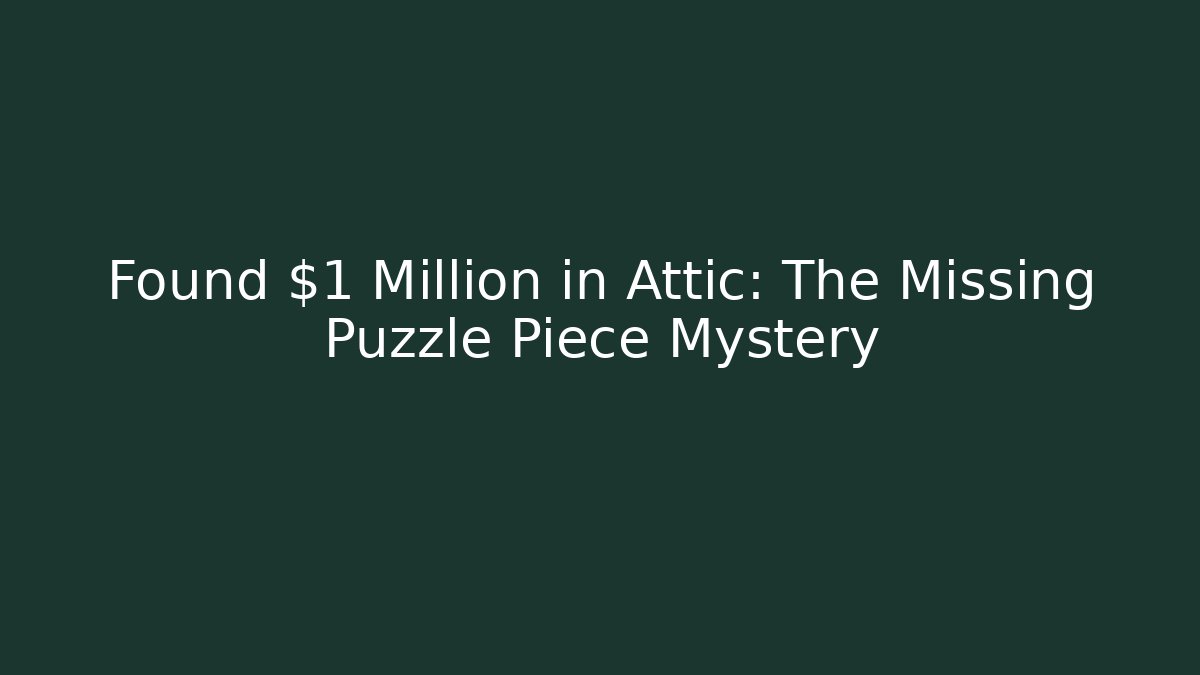 Found $1 Million in Attic: The Missing Puzzle Piece Mystery