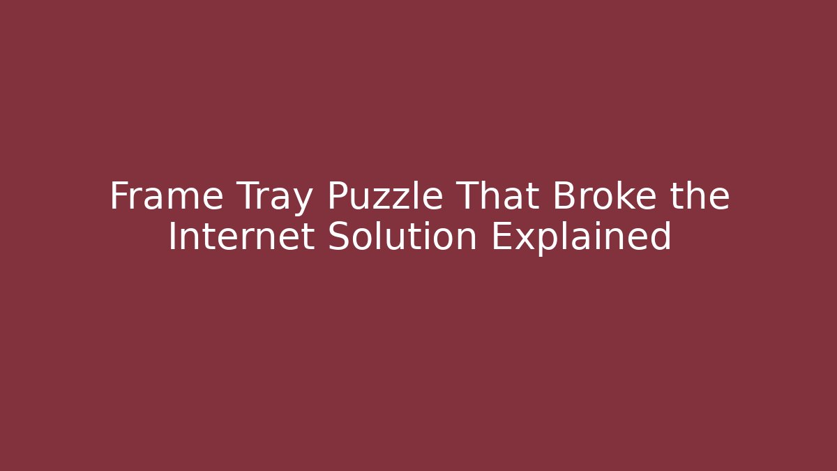 Frame Tray Puzzle That Broke the Internet Solution Explained