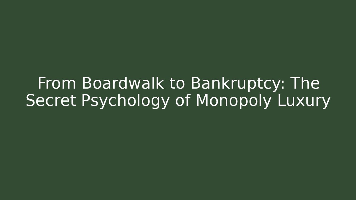 From Boardwalk to Bankruptcy: The Secret Psychology of Monopoly Luxury