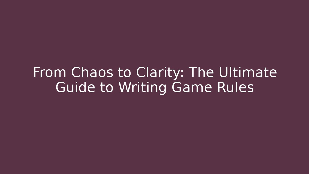 From Chaos to Clarity: The Ultimate Guide to Writing Game Rules