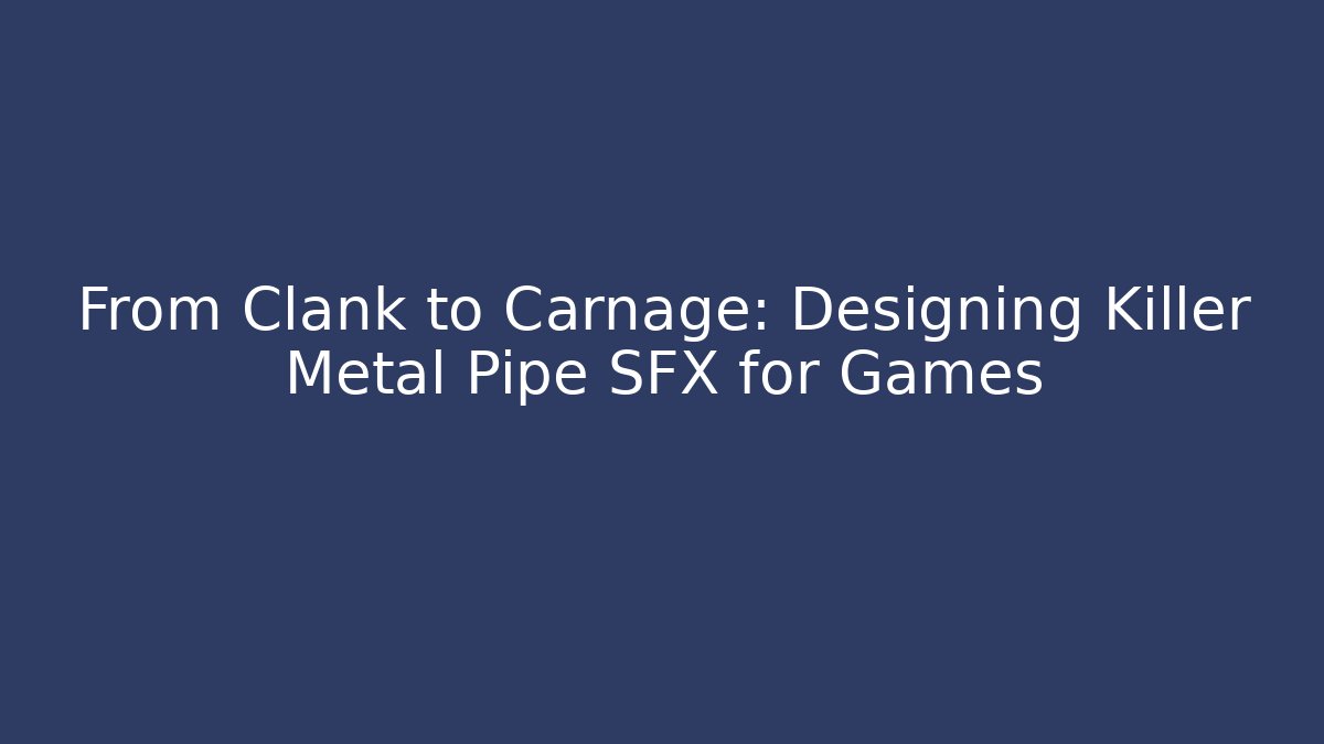 From Clank to Carnage: Designing Killer Metal Pipe SFX for Games - Método de Aprovação