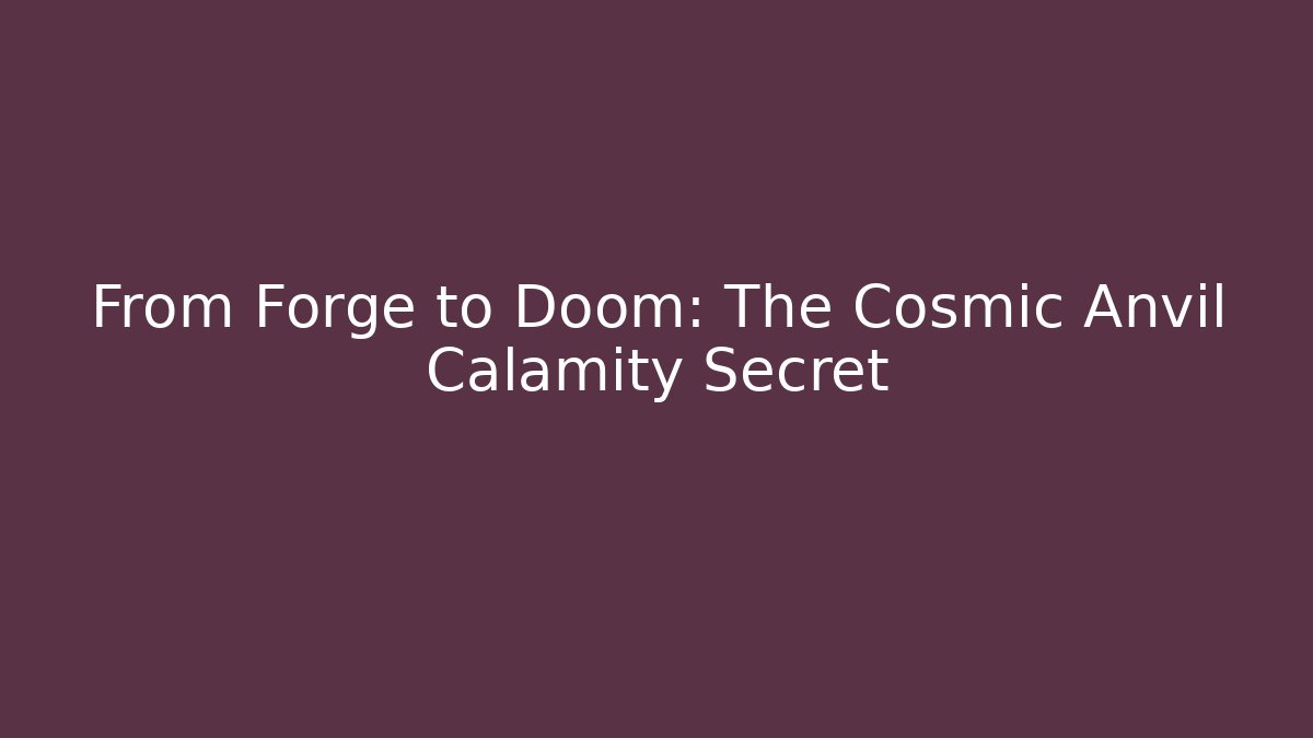 From Forge to Doom: The Cosmic Anvil Calamity Secret