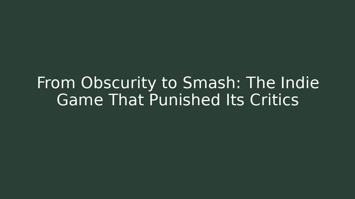 From Obscurity to Smash: The Indie Game That Punished Its Critics