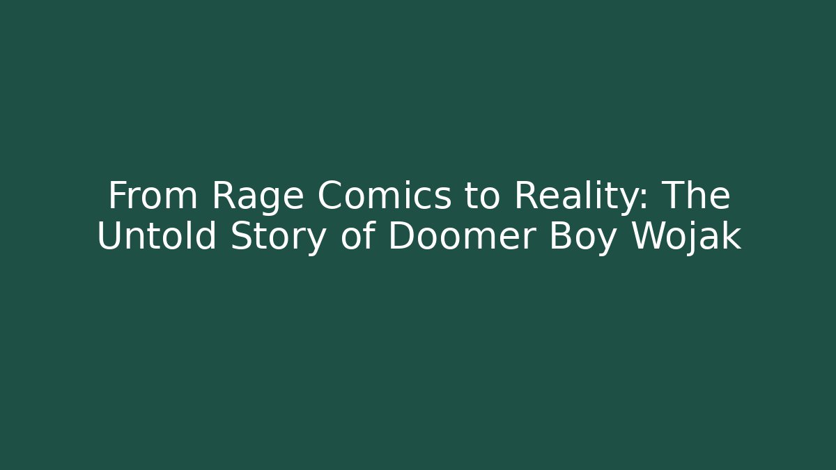From Rage Comics to Reality: The Untold Story of Doomer Boy Wojak