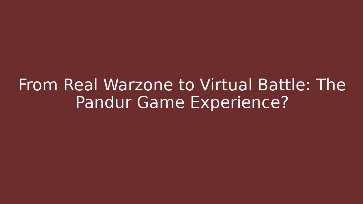 From Real Warzone to Virtual Battle: The Pandur Game Experience?