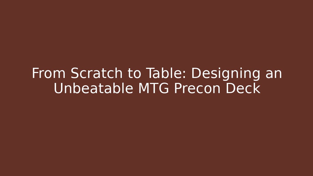 From Scratch to Table: Designing an Unbeatable MTG Precon Deck