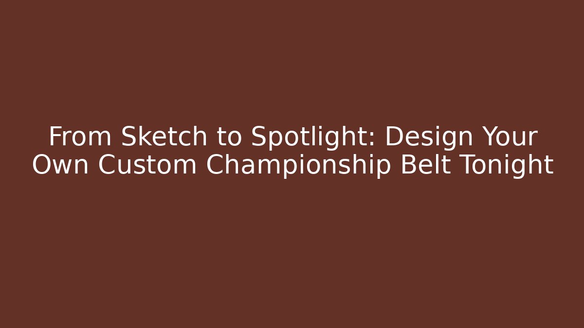 From Sketch to Spotlight: Design Your Own Custom Championship Belt Tonight