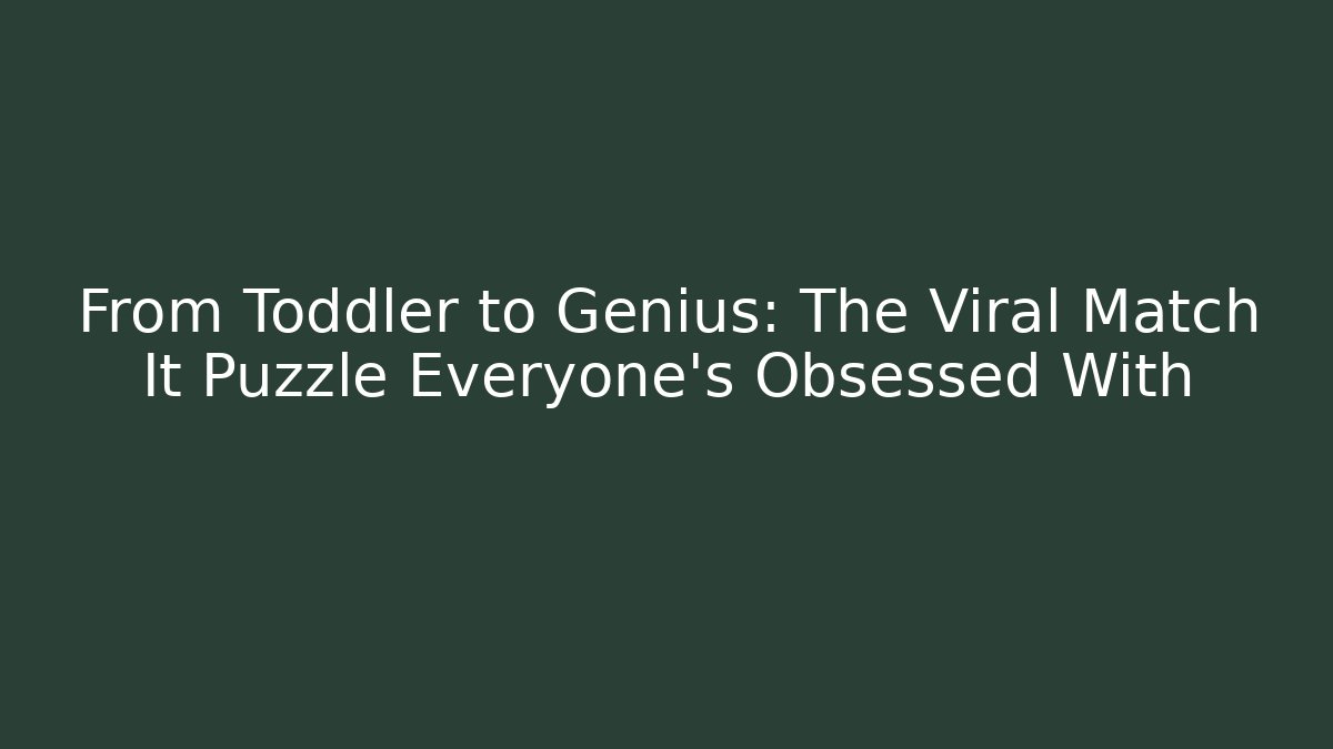 From Toddler to Genius: The Viral Match It Puzzle Everyone's Obsessed With