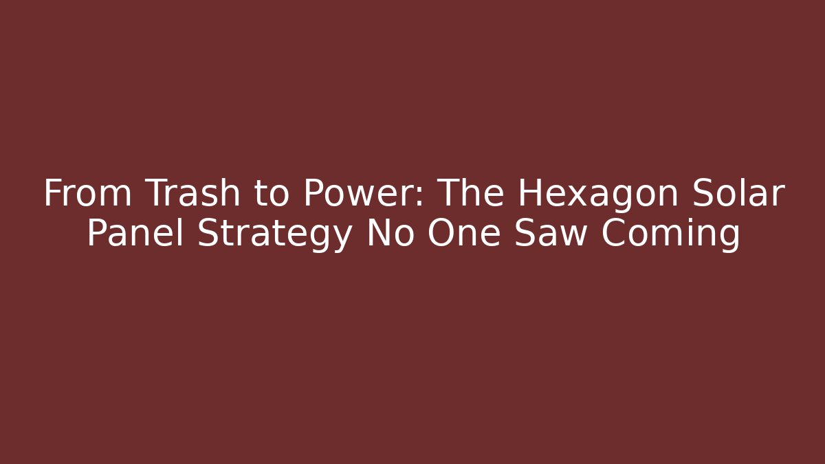 From Trash to Power: The Hexagon Solar Panel Strategy No One Saw Coming