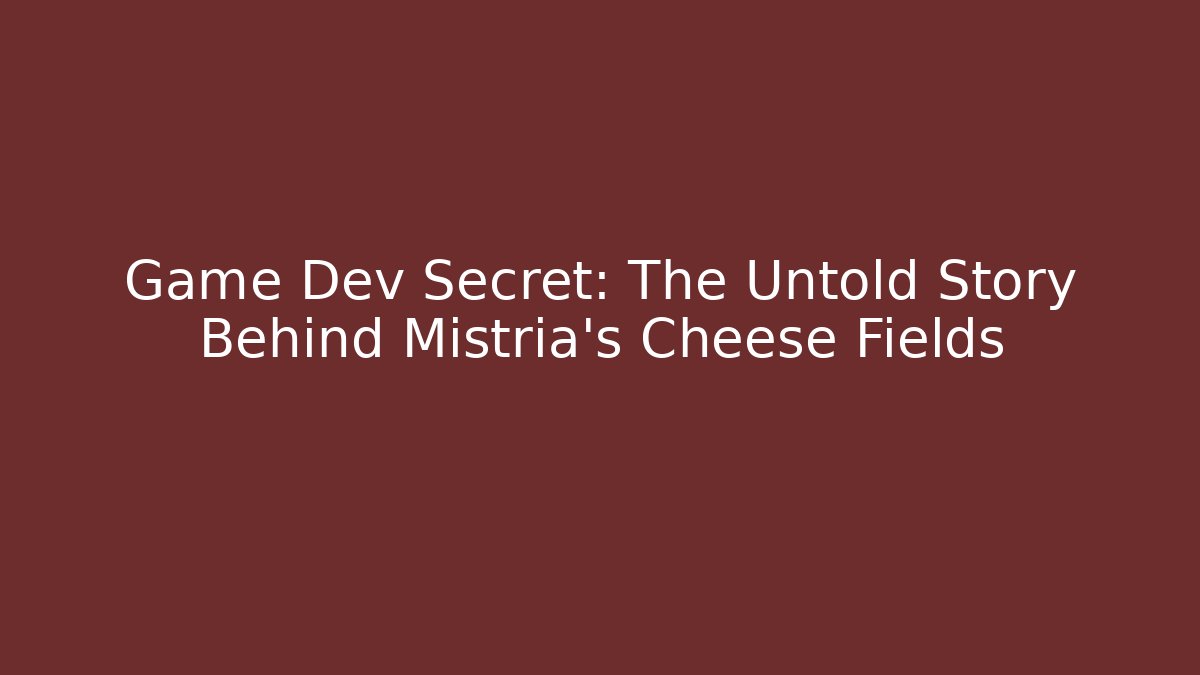 Game Dev Secret: The Untold Story Behind Mistria's Cheese Fields