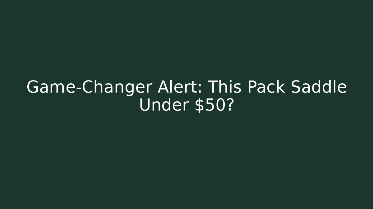 Game-Changer Alert: This Pack Saddle Under $50?