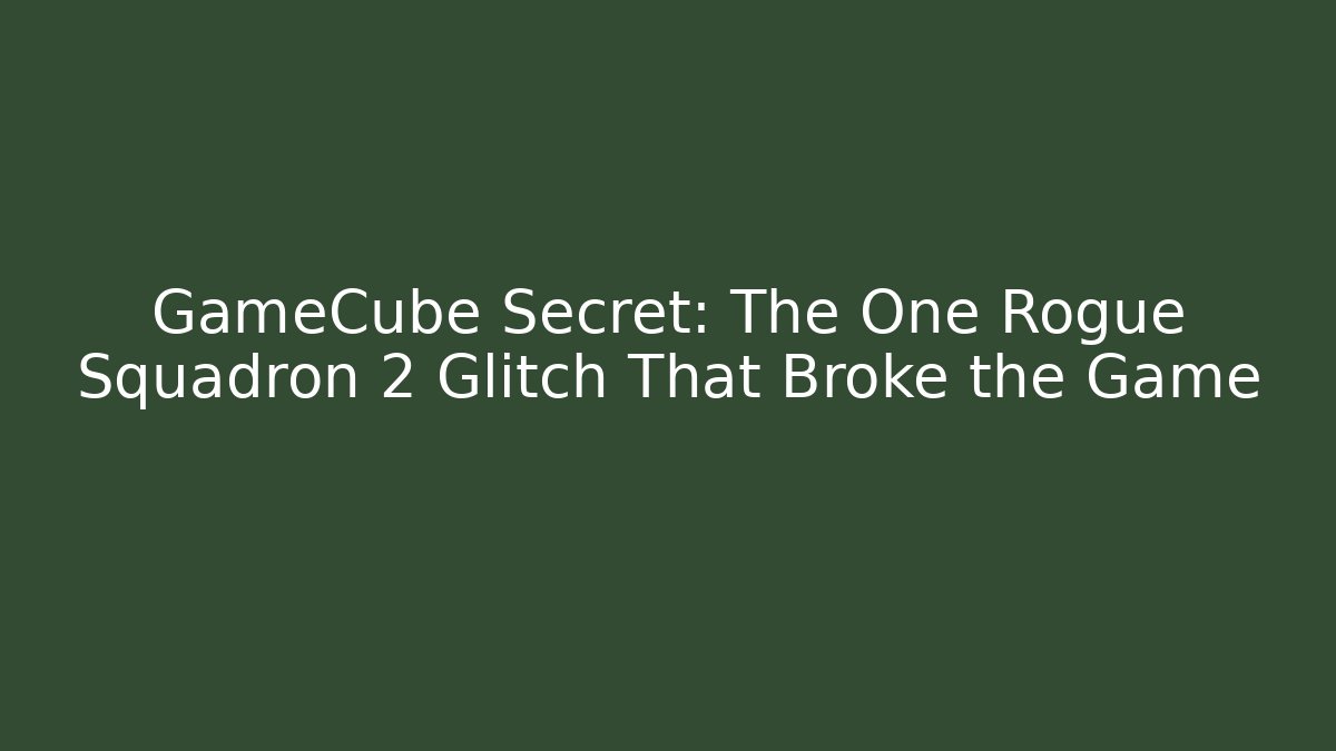 GameCube Secret: The One Rogue Squadron 2 Glitch That Broke the Game - Método de Aprovação