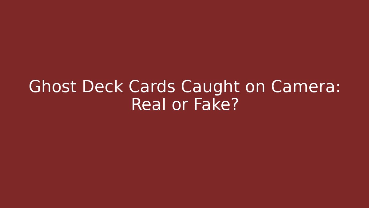 Ghost Deck Cards Caught on Camera: Real or Fake?