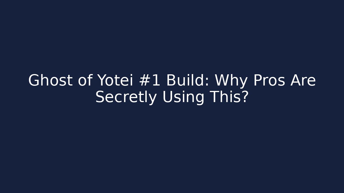 Ghost of Yotei #1 Build: Why Pros Are Secretly Using This?