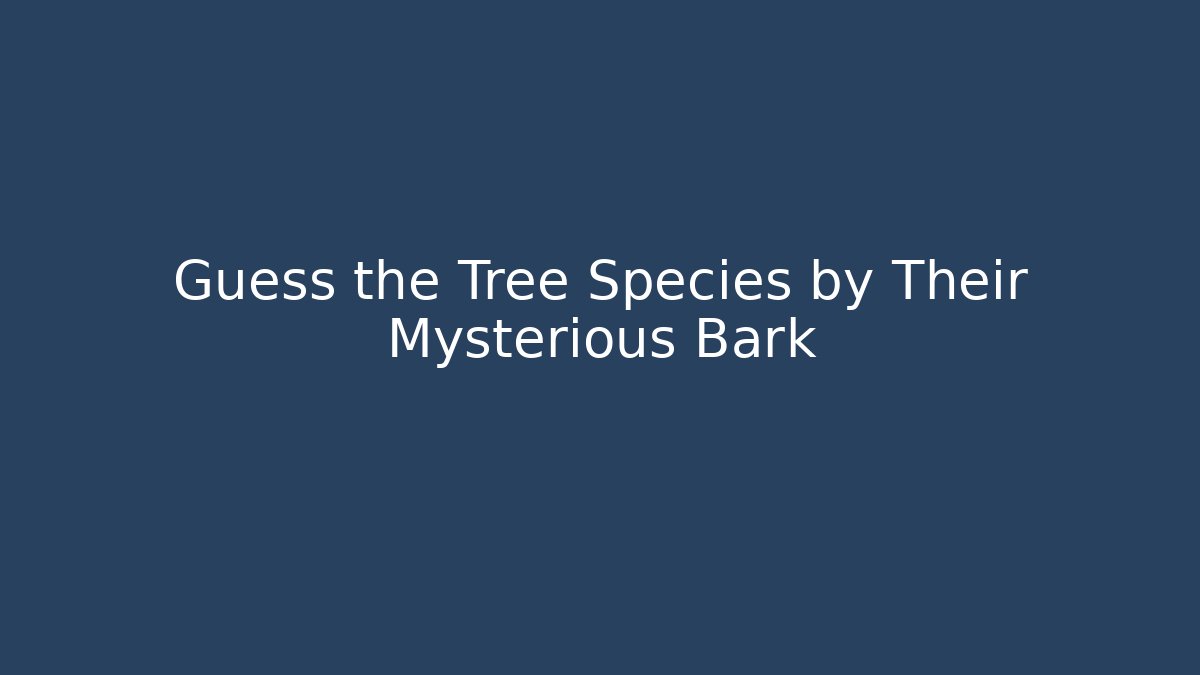 Guess the Tree Species by Their Mysterious Bark