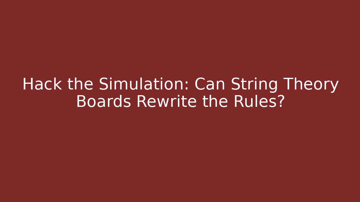 Hack the Simulation: Can String Theory Boards Rewrite the Rules?