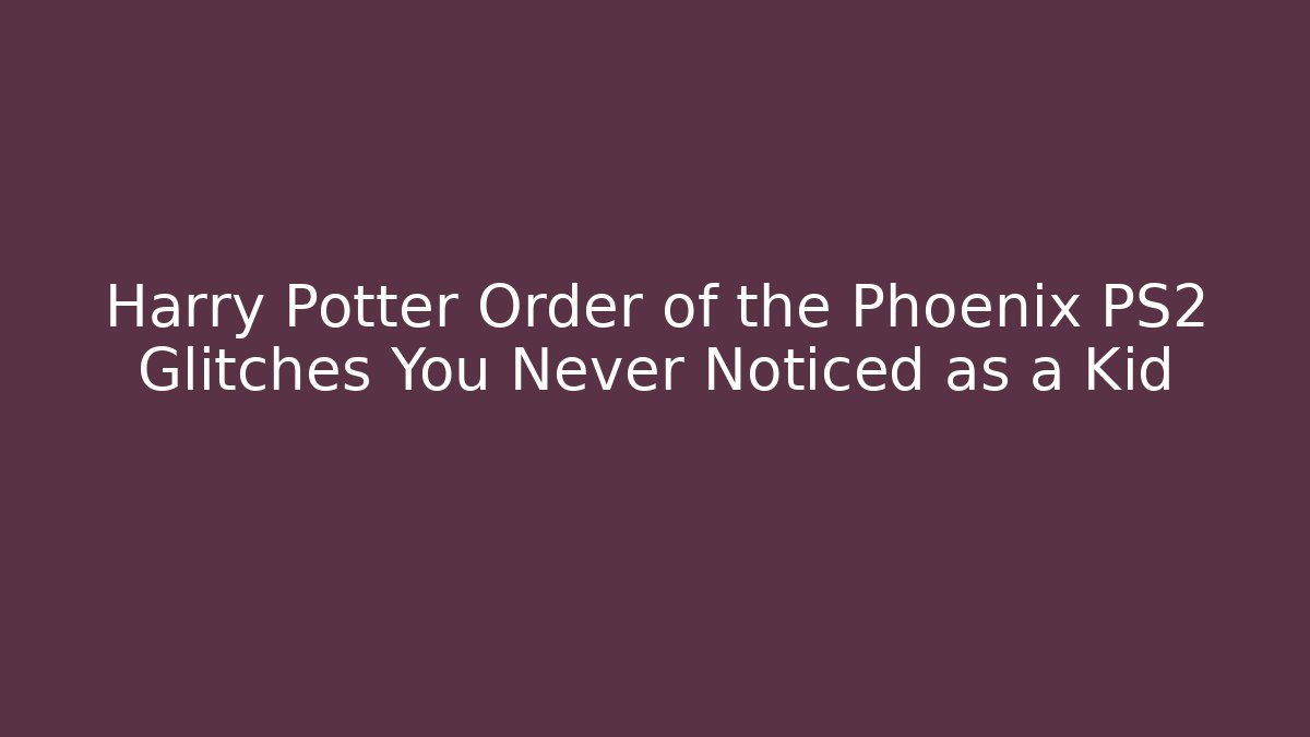 Harry Potter Order of the Phoenix PS2 Glitches You Never Noticed as a Kid