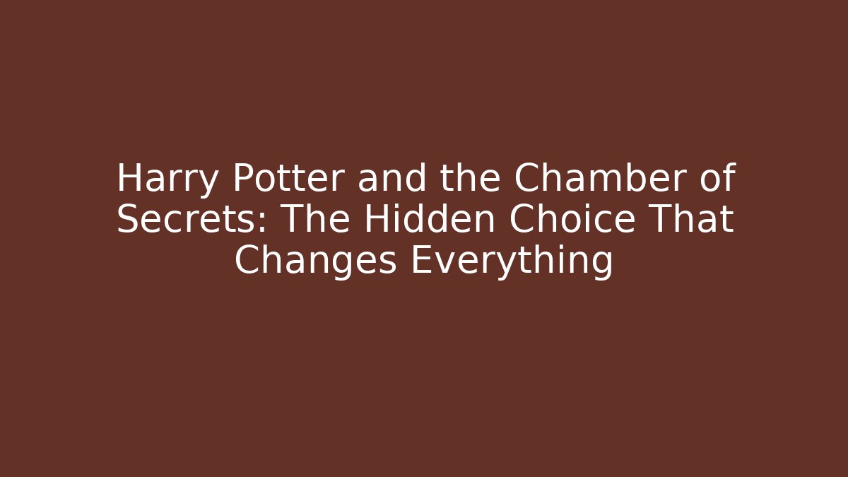 Harry Potter and the Chamber of Secrets: The Hidden Choice That Changes Everything