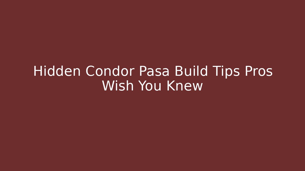 Hidden Condor Pasa Build Tips Pros Wish You Knew
