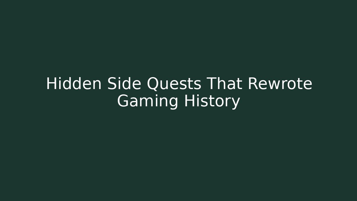 Hidden Side Quests That Rewrote Gaming History