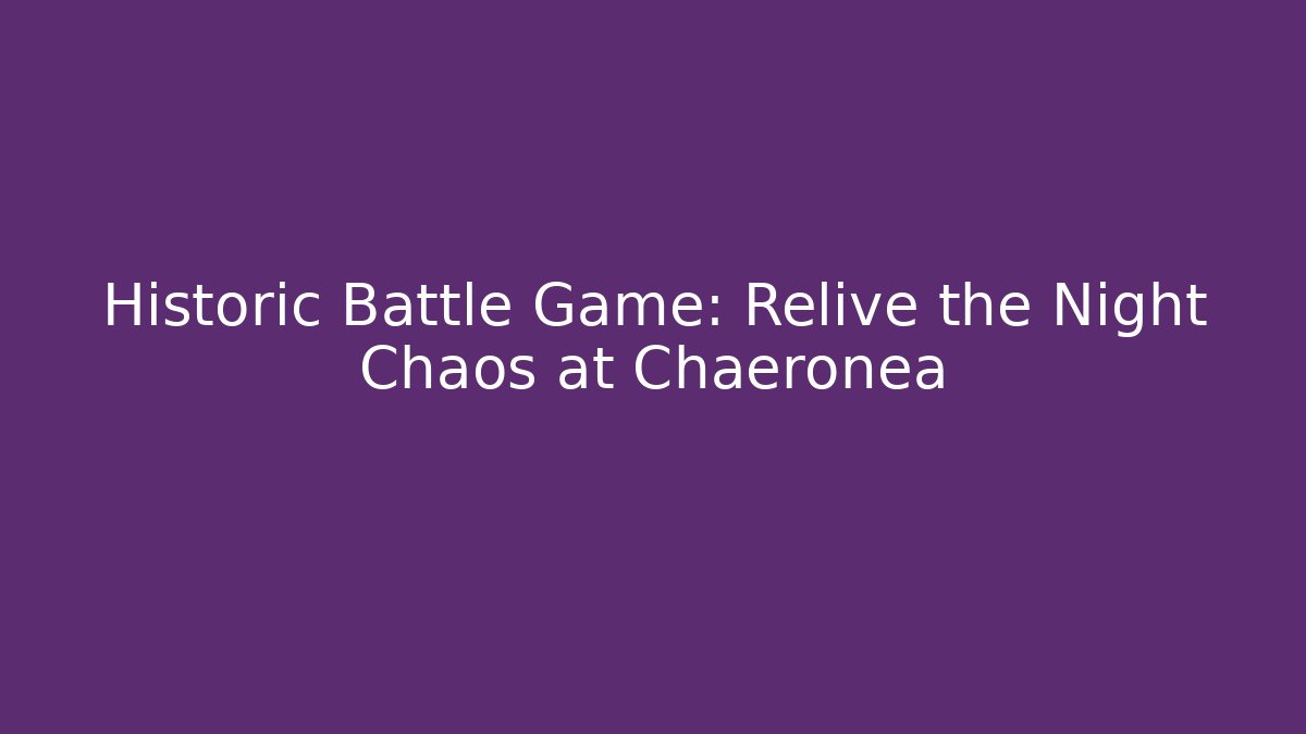 Historic Battle Game: Relive the Night Chaos at Chaeronea