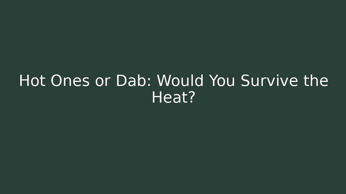 Hot Ones or Dab: Would You Survive the Heat?