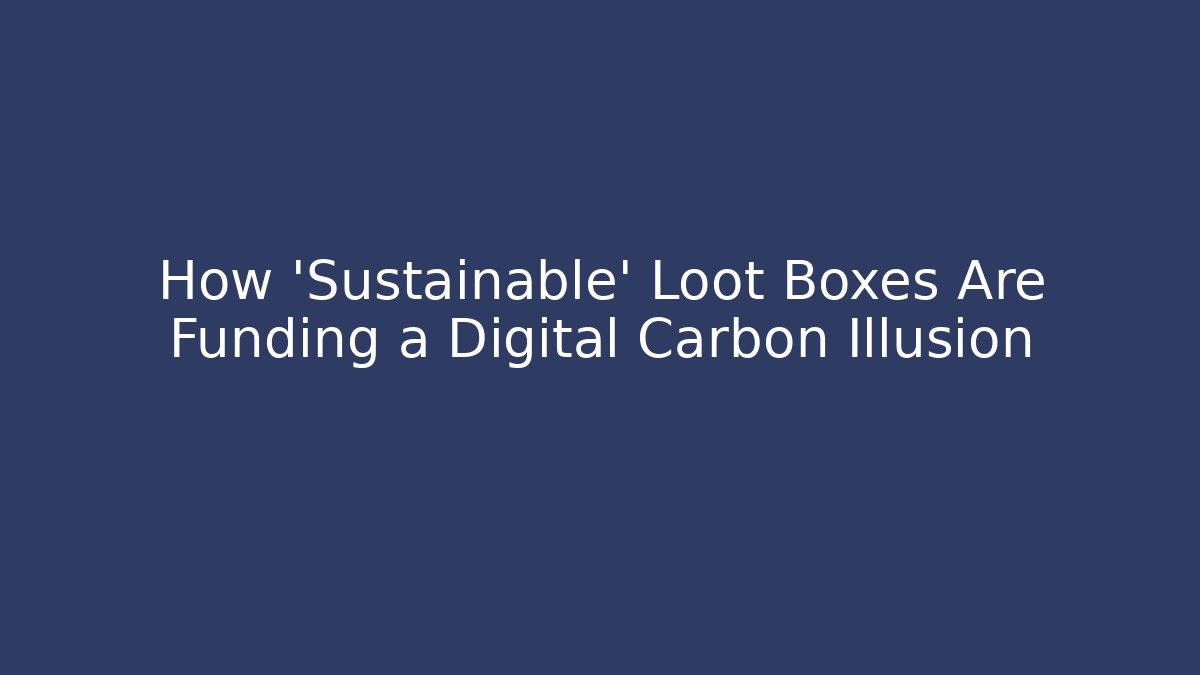 How 'Sustainable' Loot Boxes Are Funding a Digital Carbon Illusion