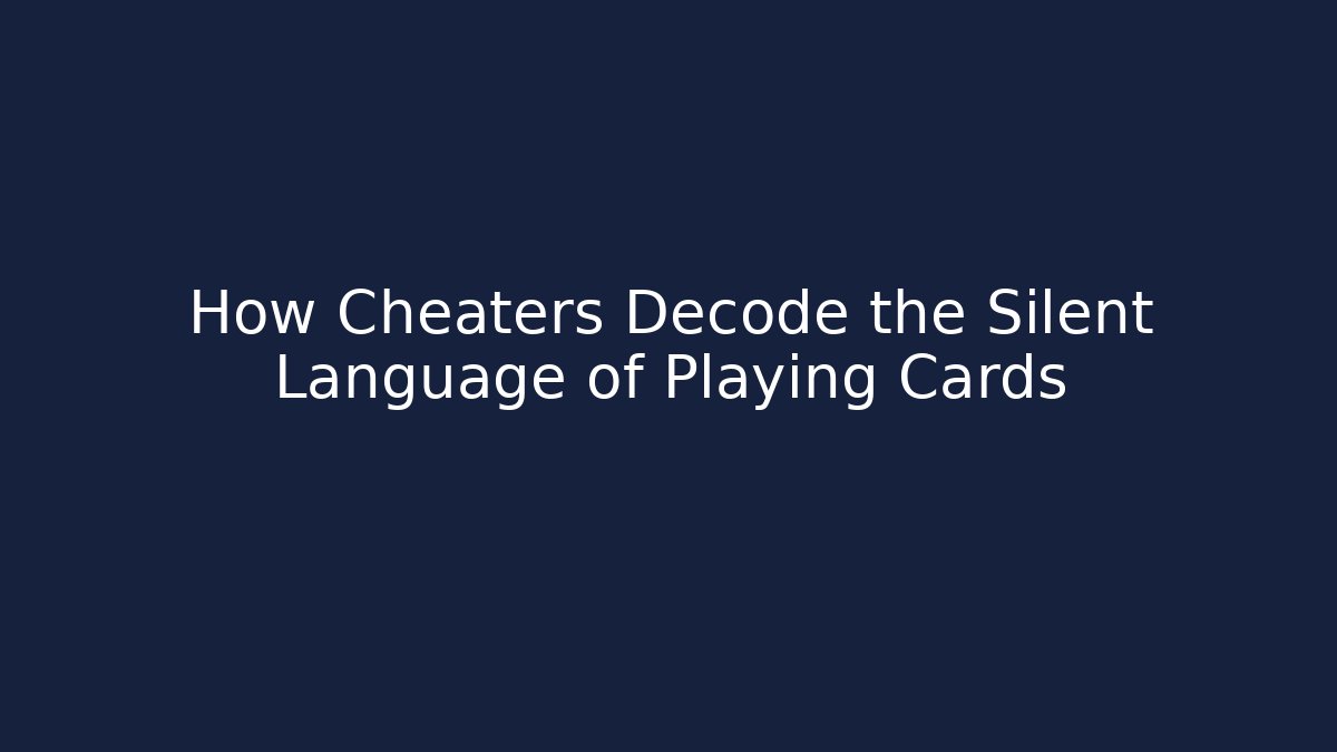 How Cheaters Decode the Silent Language of Playing Cards - Método de Aprovação