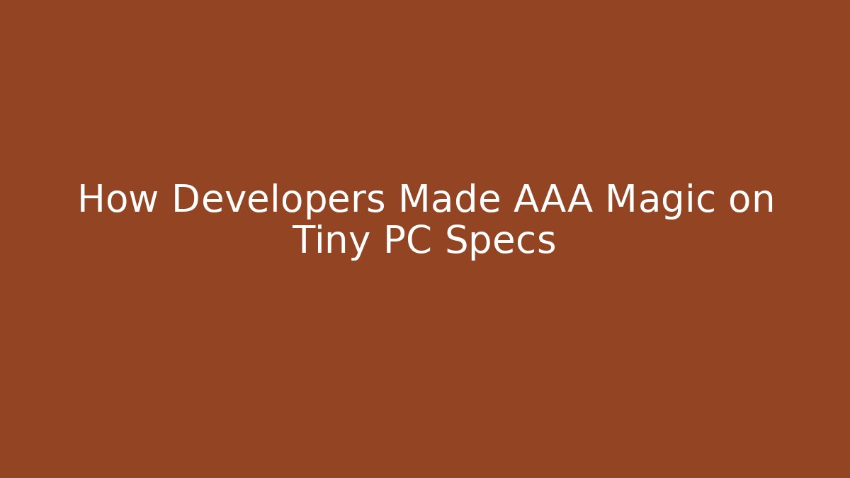 How Developers Made AAA Magic on Tiny PC Specs - Método de Aprovação