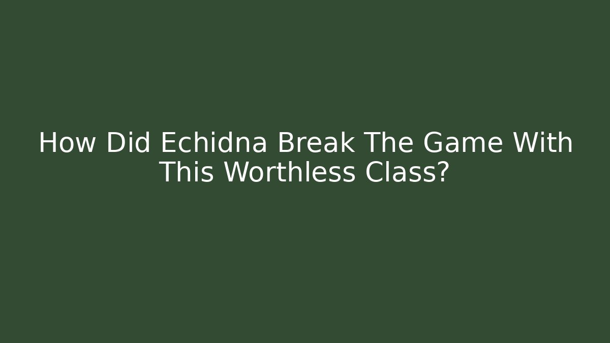 How Did Echidna Break The Game With This Worthless Class?
