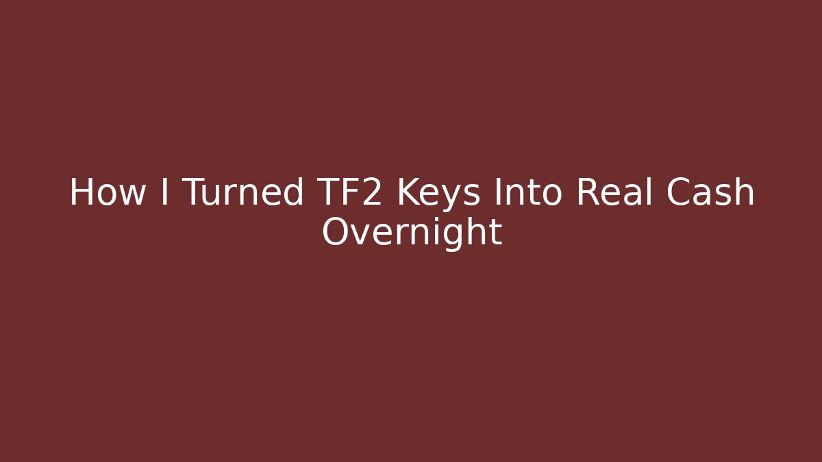 How I Turned TF2 Keys Into Real Cash Overnight