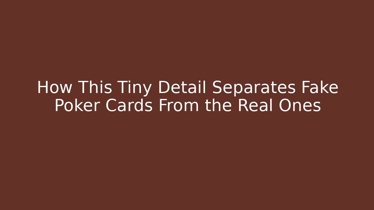 How This Tiny Detail Separates Fake Poker Cards From the Real Ones - Método de Aprovação